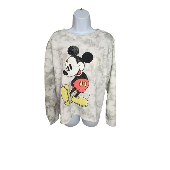 Mickey Mouse Sweatshirt Size M Womens Cropped Disneyland Pullover Medium - Picture 1 of 8